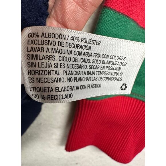 Christmas Tree Sweatshirt Unisex XXL Striped Holiday Green Red Navy - Picture 7 of 8